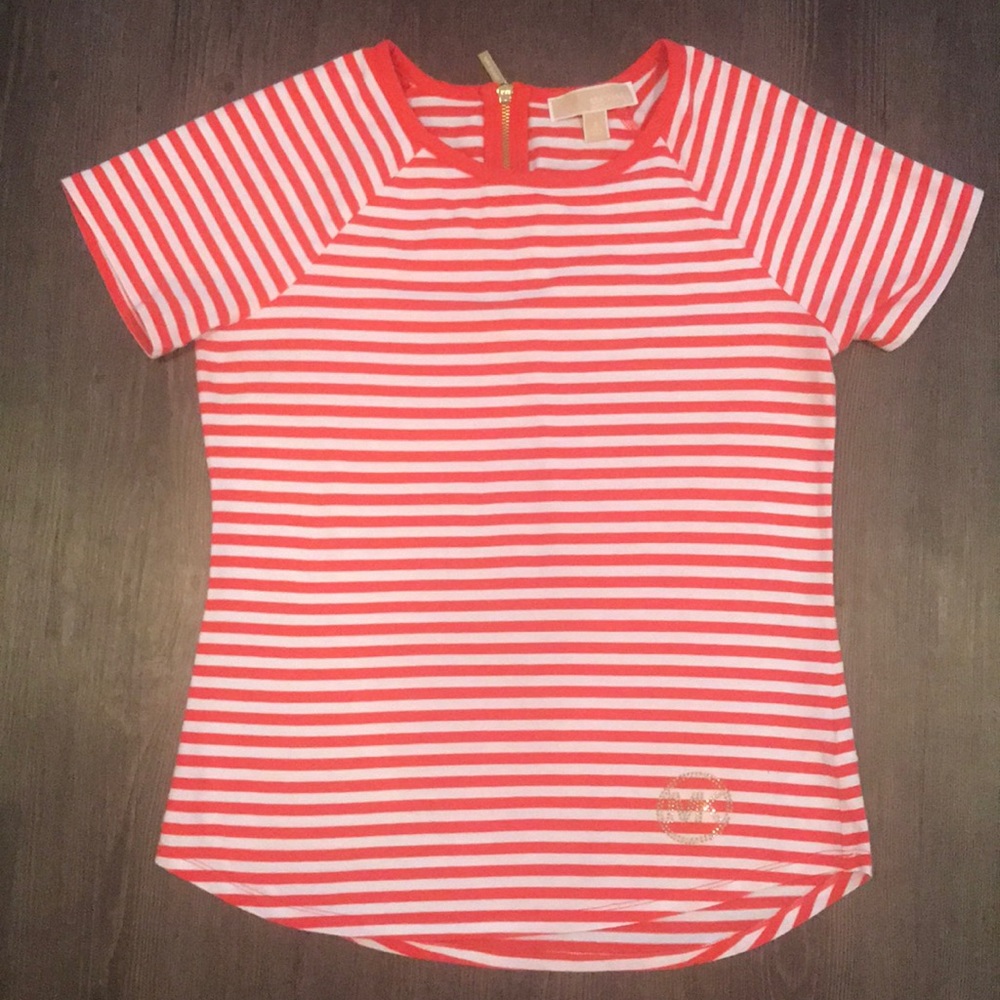 Micheal Kors Orange Stripe T-Shirt Size Small